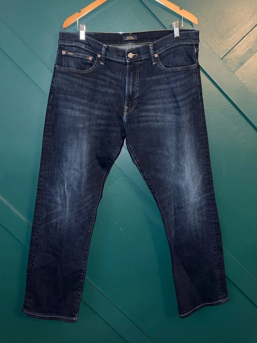 Polo Ralph Lauren Jeans Mens 36x32 Blue Hampton Relaxed Straight Stretch Denim